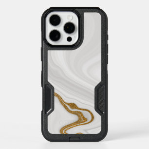 Elegant White And Gold Marble iPhone 16 Pro Max Case