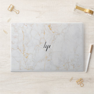 Elegant white and gold marble pattern Laptop skin