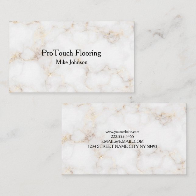 Elegant White and Gold Marble Professional Business Card (Front/Back)