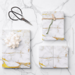 Elegant White and Gold Marble Wrapping Paper Sheets