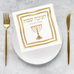 Elegant White and Gold Menorah Hebrew Hanukkah  Napkins<br><div class="desc">Elegant White and Gold Menorah Hebrew Hanukkah Napkins</div>