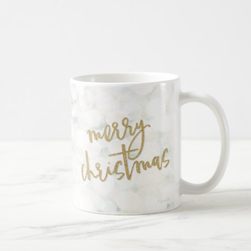 Elegant White and Gold Merry Christmas Coffee Mug