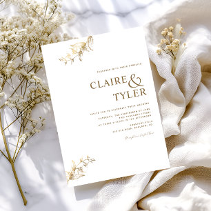 Elegant White and Gold Minimal Wedding Invitation