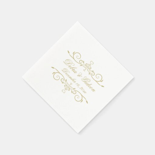 Elegant White and Gold Monogram Paper Napkins | Zazzle