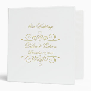 Elegant White and Gold Monogram Wedding Album Binder