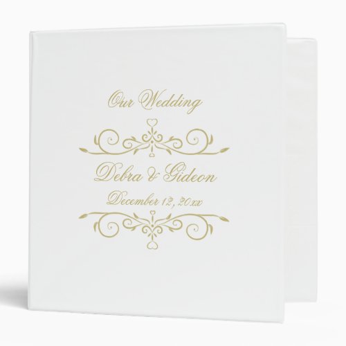 Elegant White and Gold Monogram Wedding Album Binder