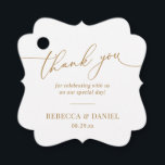 Elegant White and Gold Monogram Wedding Thank You  Favor Tags<br><div class="desc">Designed to coordinate with our Romantic Script wedding collection,  this customizable tag,  features a calligraphy graphic thank you,  paired with a classy serif font in gold. Matching items available.</div>
