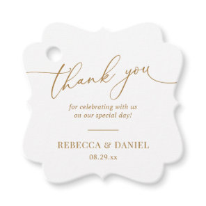 Elegant White and Gold Monogram Wedding Thank You  Favor Tags