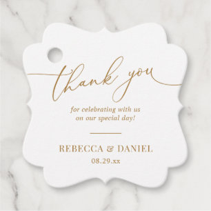 Elegant White and Gold Monogram Wedding Thank You  Favor Tags