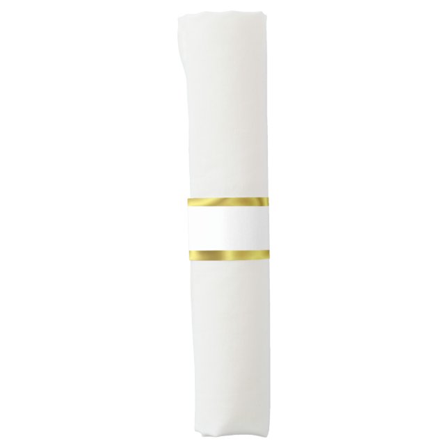 Elegant White and Gold Napkin Bands (Front)