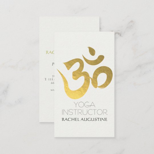 Elegant White And Gold Om Symbol Yoga Instructor Business Card Zazzle Com