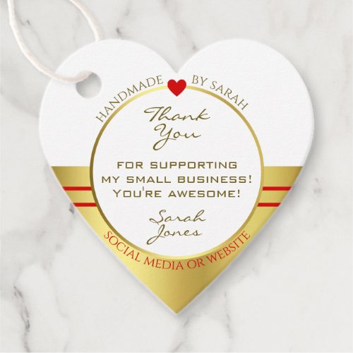 Elegant White and Gold Product Packaging Thank You Favor Tags