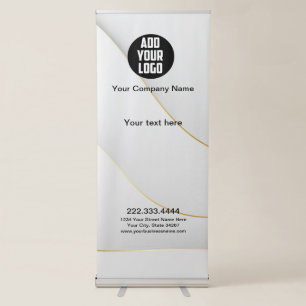 Elegant White and Gold Retractable Banner