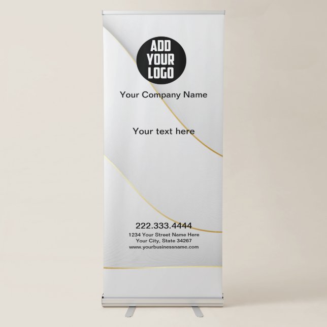 Elegant White and Gold Retractable Banner (Front)
