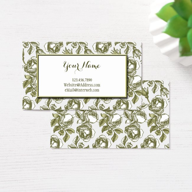 Elegant White and Gold Roses Custom Business Cards