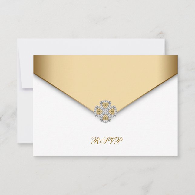 Elegant White and Gold RSVP (Front)