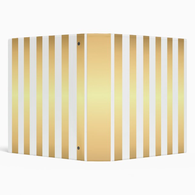 Elegant White and Gold Stripes Pattern 3 Ring Binder (Background)
