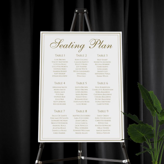 Elegant White and Gold Table Seating Plan Foam Board (Creator Uploaded)