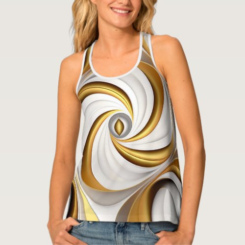 Elegant white and gold texture tank top