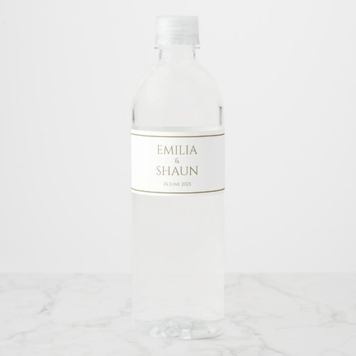Elegant White and Gold Water Bottle Labels