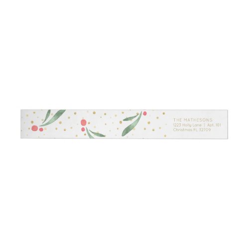 Elegant White and Gold Watercolor Christmas Wrap Around Label