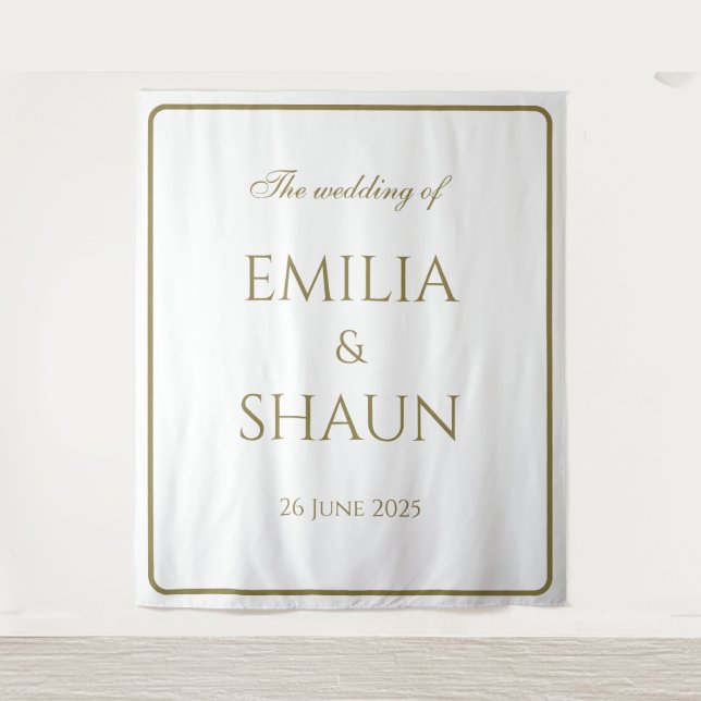 Elegant White and Gold Wedding Backdrop (Front)