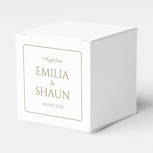 Elegant White and Gold Wedding Favor Box