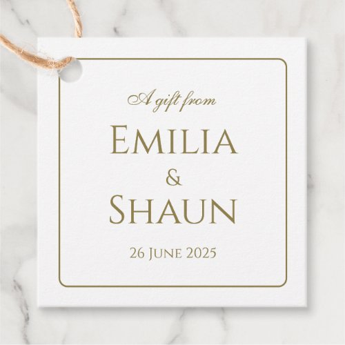Elegant White and Gold Wedding Favor Tags