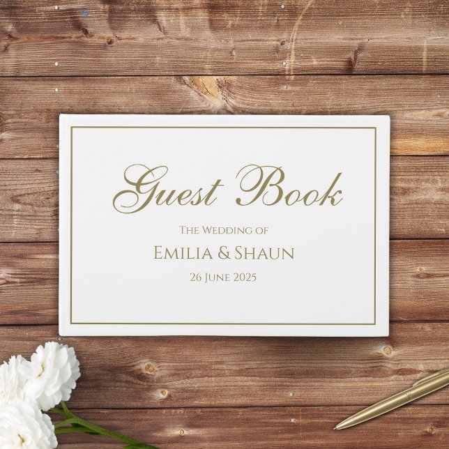 Elegant White and Gold Wedding Guest Book (Creator Uploaded)