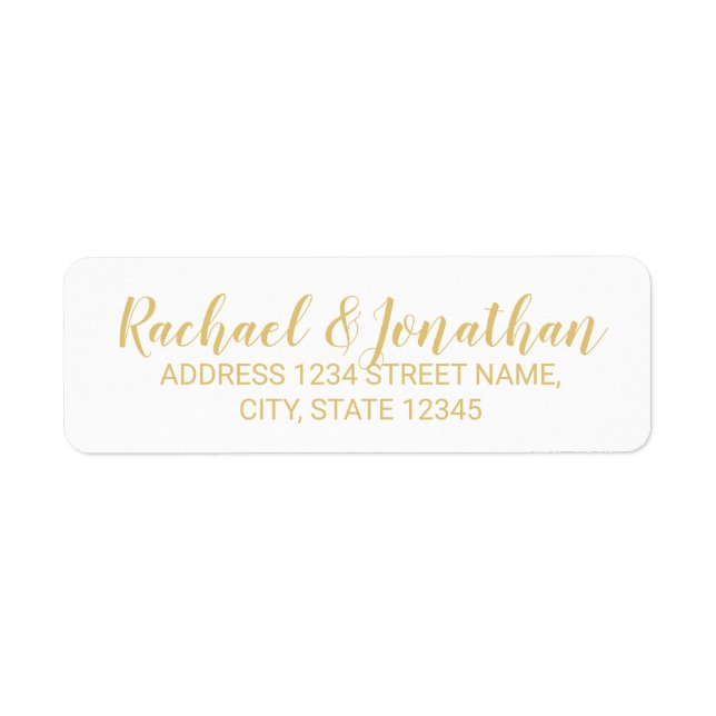 Elegant White and Gold Wedding Label (Front)