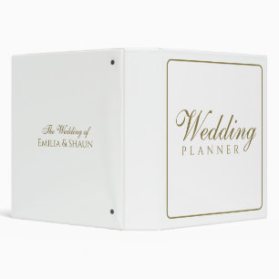 Elegant White and Gold Wedding Planner Binder