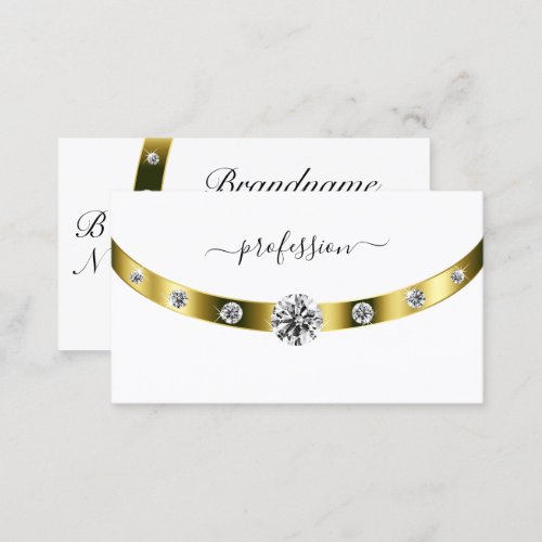 Elegant White and Gold with Monogram Chic Initials Business Card