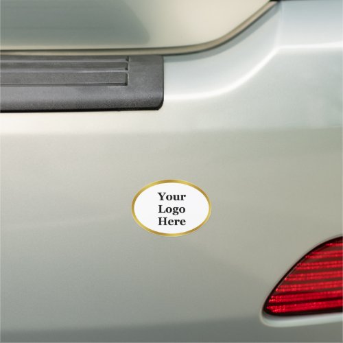 Elegant White and Gold Your Logo Here Template Car Magnet