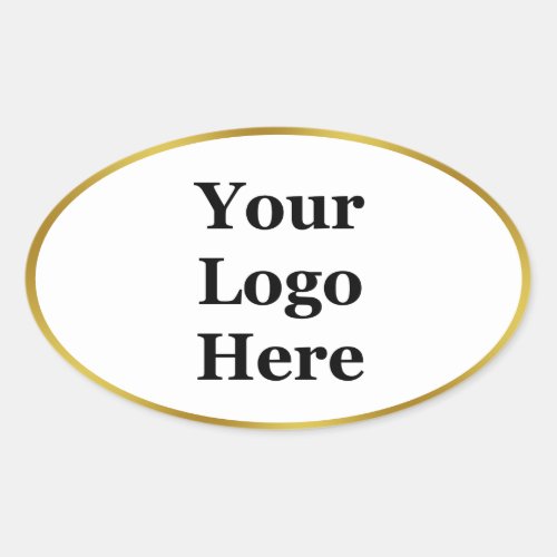 Elegant White and Gold Your Logo Here Template Oval Sticker
