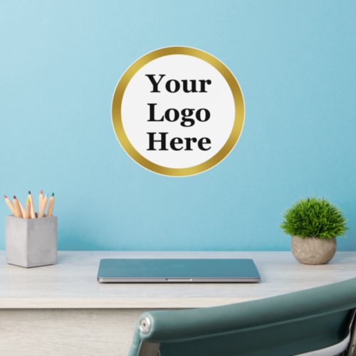 Elegant White and Gold Your Logo Here Template Wall Decal