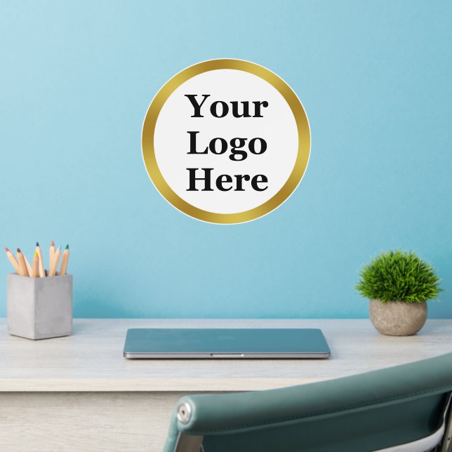 Elegant White and Gold Your Logo Here Template Wall Decal (Home Office 2)