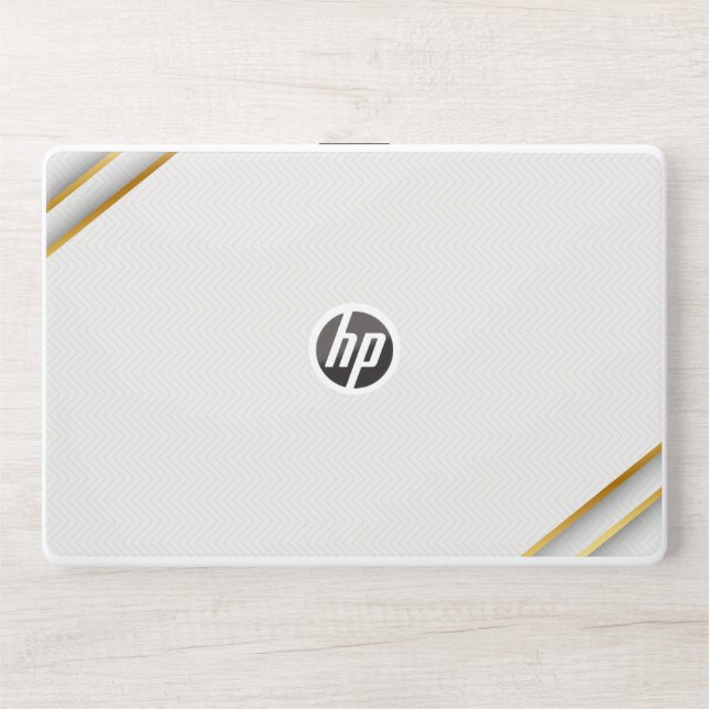 Elegant White and Golden Marbel HP Laptop Skin (Front)