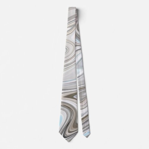 Elegant White And Gray Faux Marble Pattern Neck Tie