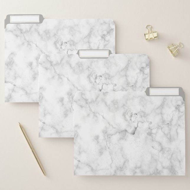 Elegant White and Gray Marble File Folder (Set)