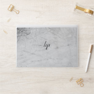 Elegant white and gray marble HP laptop skin