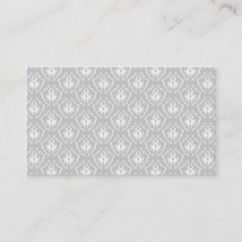 Elegant White and Gray Pattern. Damask. Business Card