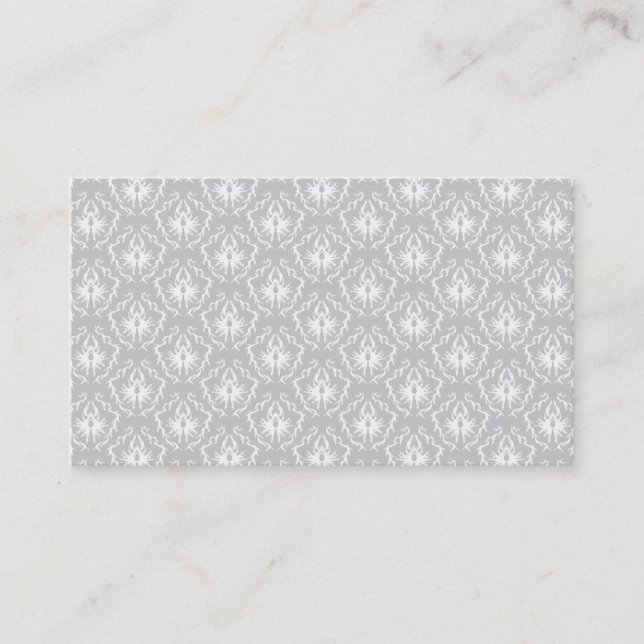 Elegant White and Gray Pattern. Damask. Business Card (Front)