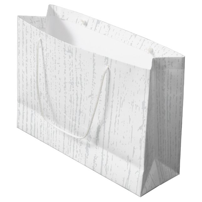 Elegant White And Gray Wood Grain Large Gift Bag (Front Angled)