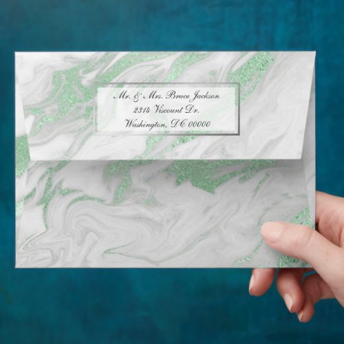 Elegant White and Green Marble Envelope