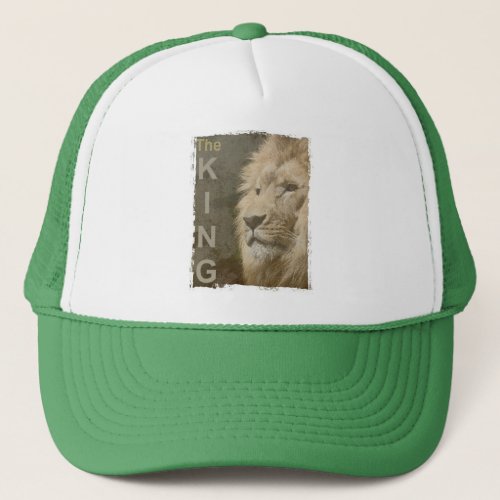 Elegant White And Green Modern Pop Art Lion Head Trucker Hat