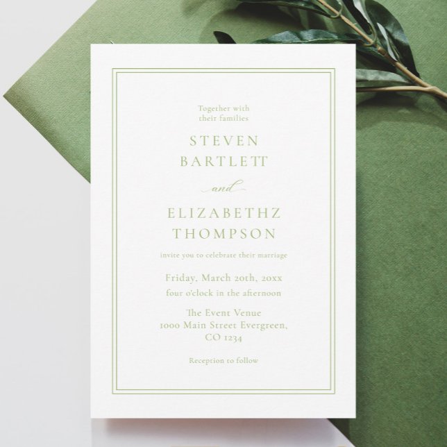Elegant White and Green Wedding  Invitation (Creator Uploaded)