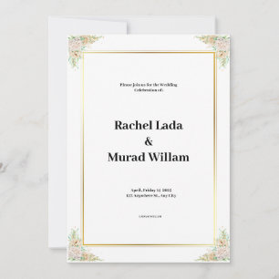 Elegant white and green wedding invitation