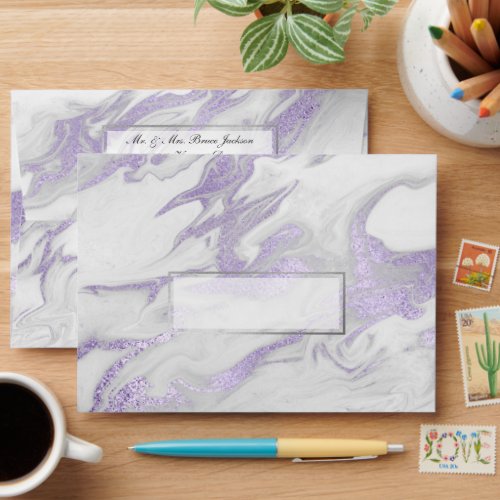 Elegant White and Lavender Marble Envelope