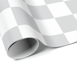Elegant White and Light Gray Checkerboard Wrapping Paper