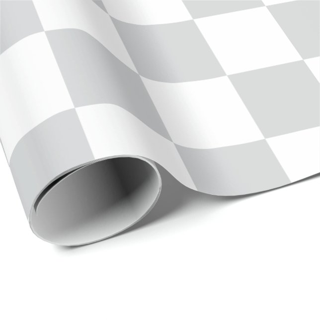 Elegant White and Light Gray Checkerboard  Wrapping Paper (Roll Corner)